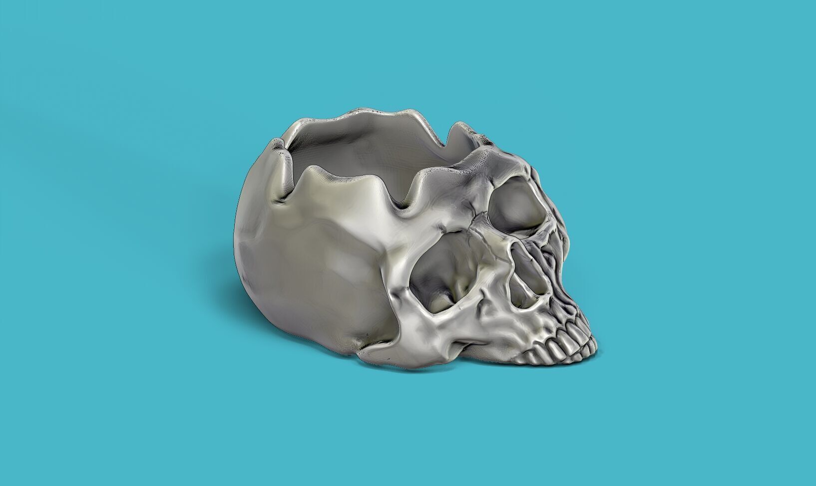 skull ashtray biomechanical skull ashtray robot ashtray  3D print model_4