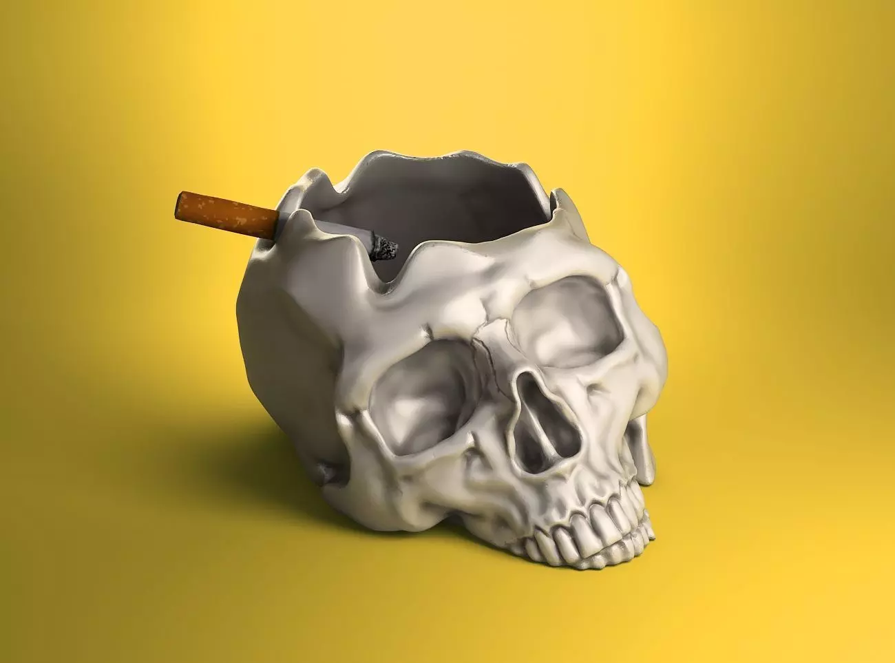skull ashtray biomechanical skull ashtray robot ashtray  3D print model_0