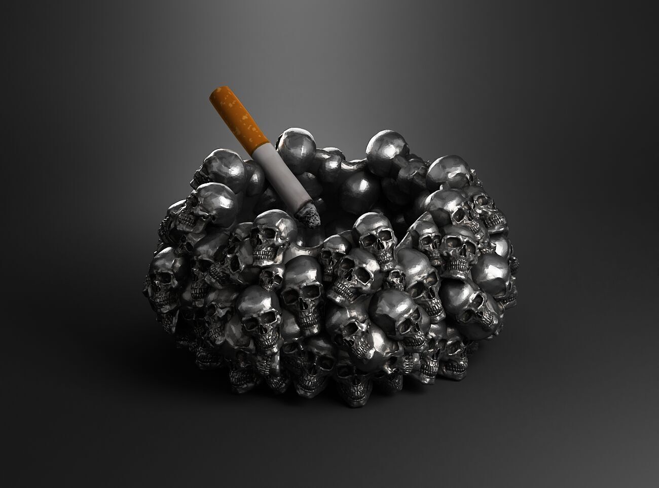 skull ashtray biomechanical skull ashtray robot ashtray  3D print model_1