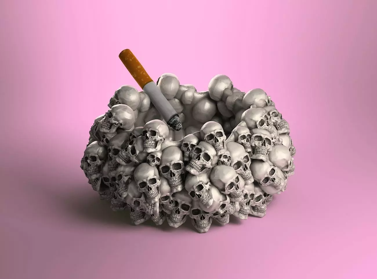 skull ashtray biomechanical skull ashtray robot ashtray  3D print model_0