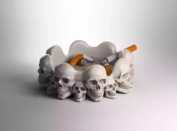 skull ashtray biomechanical skull ashtray robot ashtray 3D print model