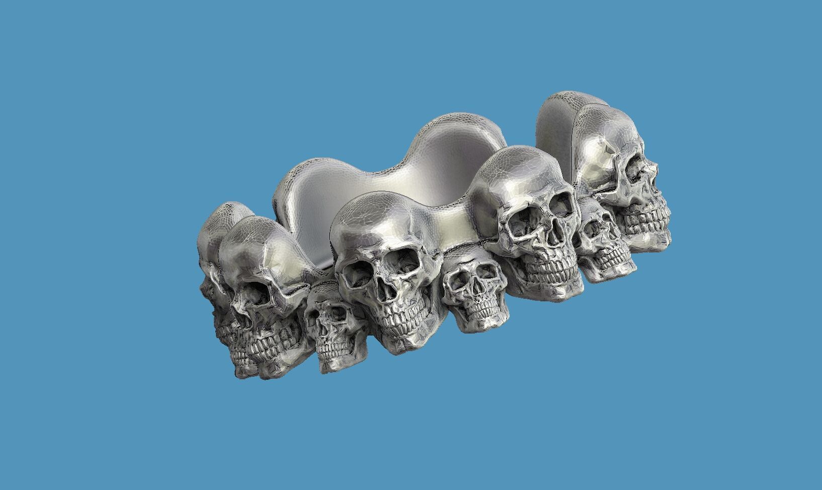 skull ashtray biomechanical skull ashtray robot ashtray 3D print model_7