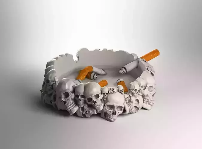 skull ashtray biomechanical skull ashtray robot ashtray  3D print model