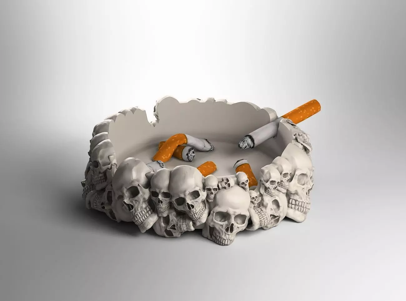 skull ashtray biomechanical skull ashtray robot ashtray  3D print model_0
