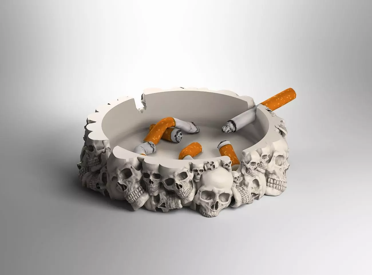 skull ashtray biomechanical skull ashtray robot ashtray  3D print model_0