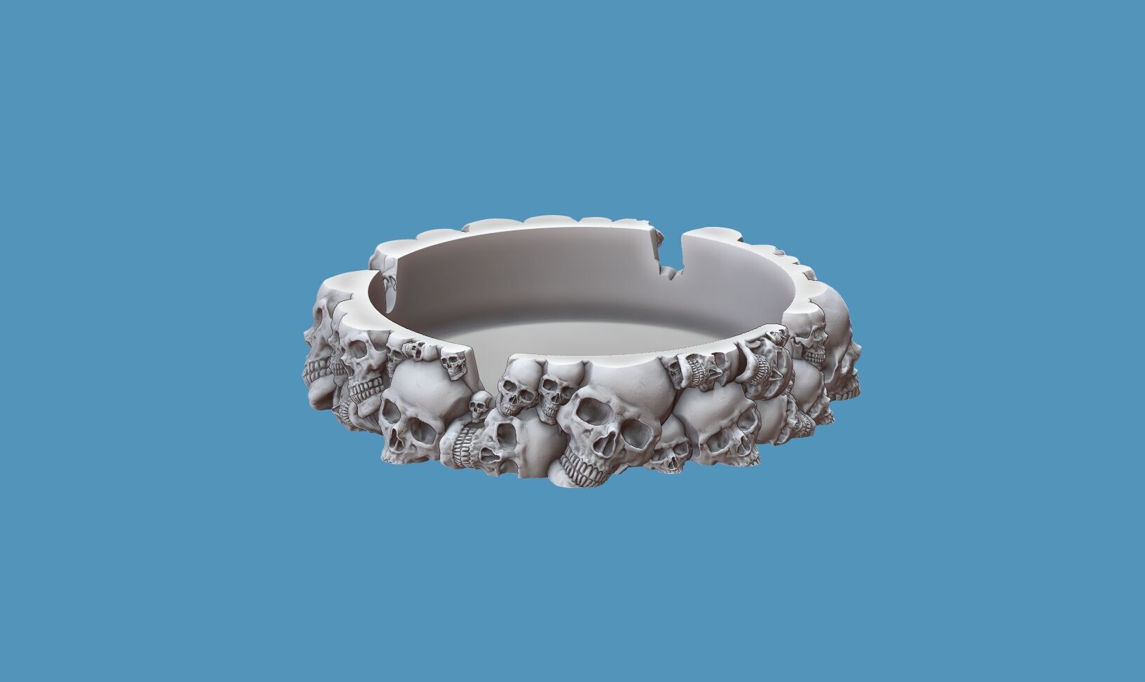 skull ashtray biomechanical skull ashtray robot ashtray  3D print model_4