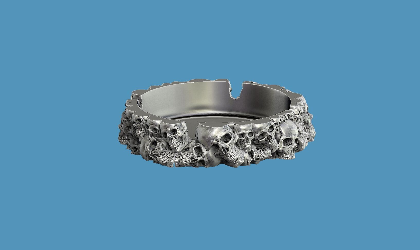 skull ashtray biomechanical skull ashtray robot ashtray  3D print model_9