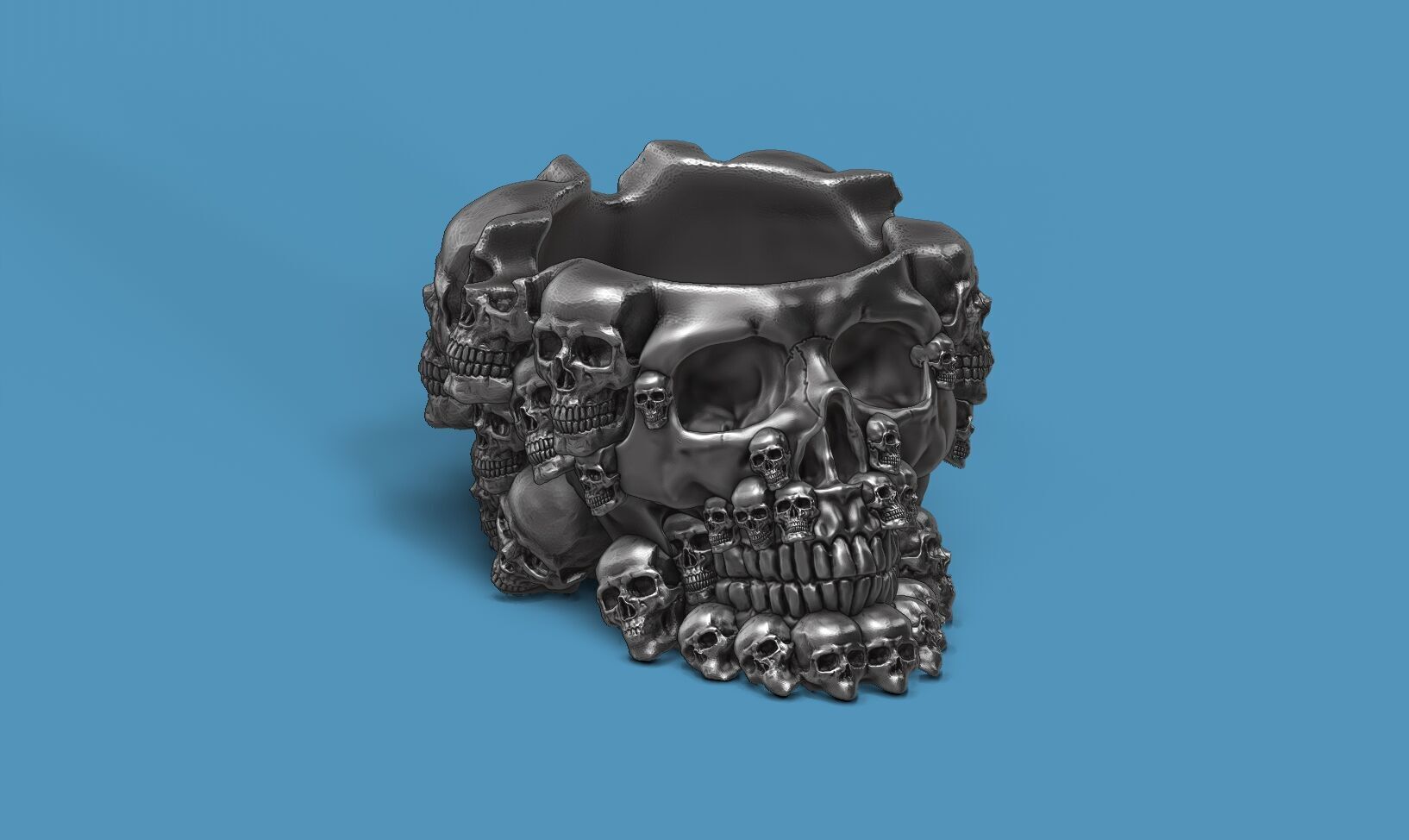 skull ashtray biomechanical skull ashtray robot ashtray  3D print model_6