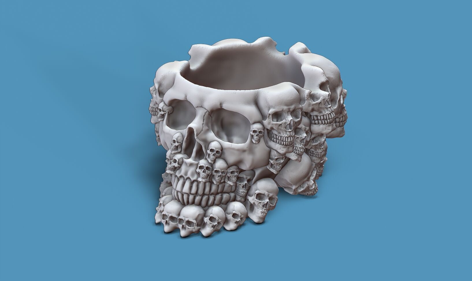 skull ashtray biomechanical skull ashtray robot ashtray  3D print model_4