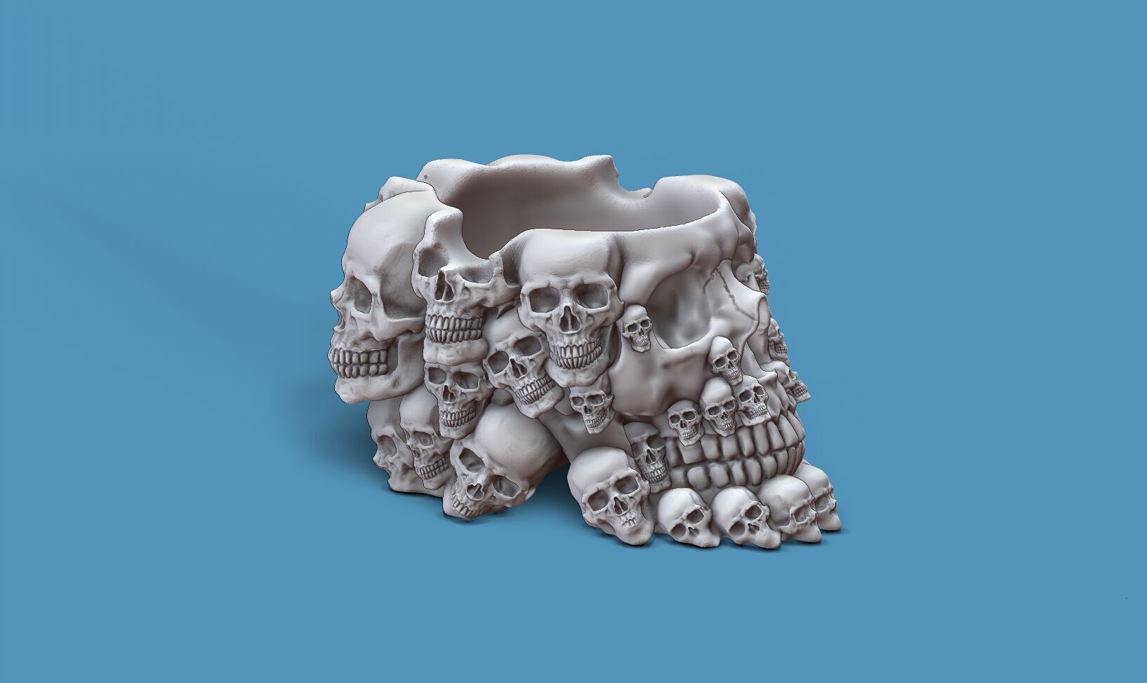 skull ashtray biomechanical skull ashtray robot ashtray  3D print model_3