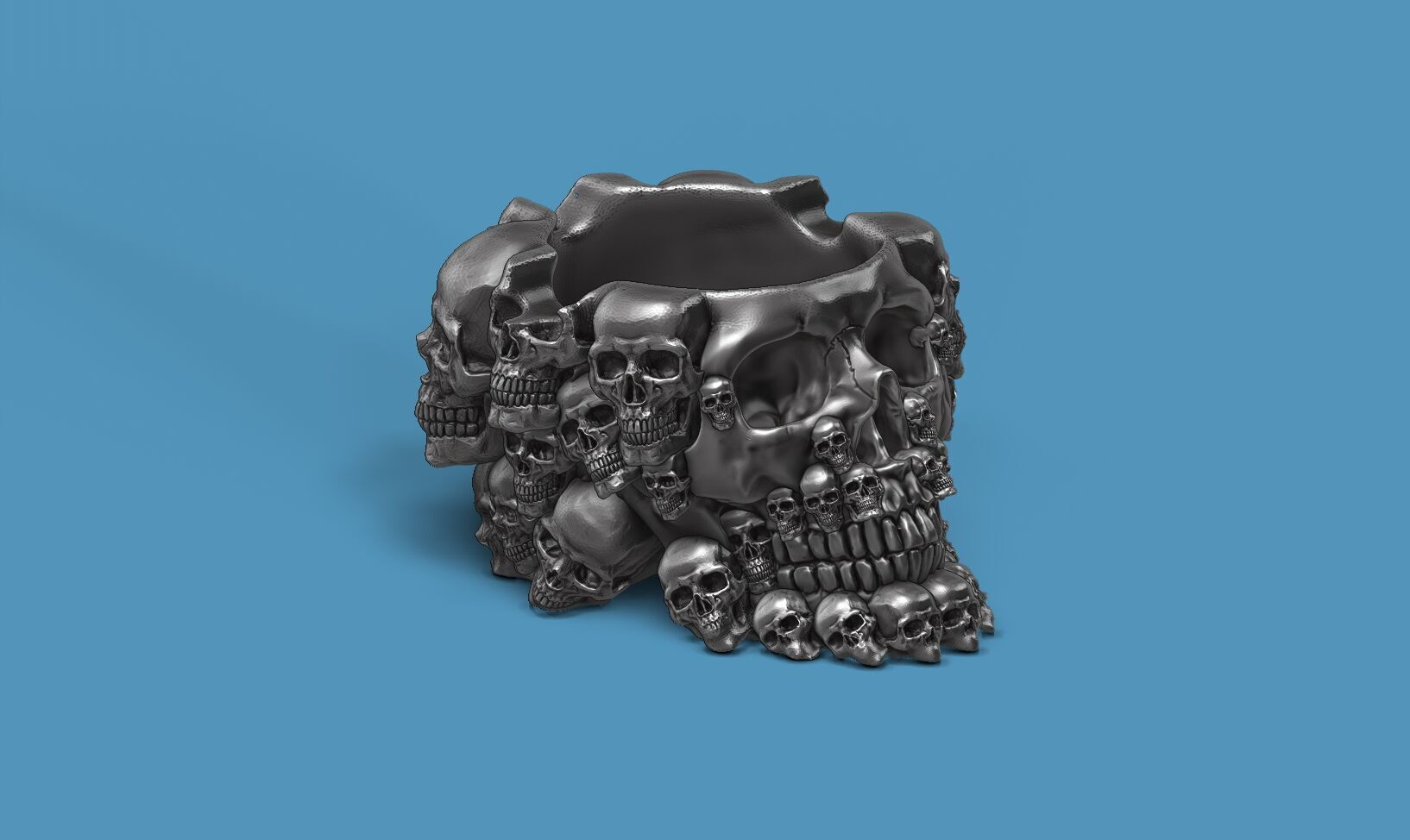 skull ashtray biomechanical skull ashtray robot ashtray  3D print model_7