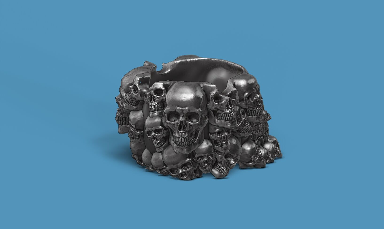 skull ashtray biomechanical skull ashtray robot ashtray  3D print model_9