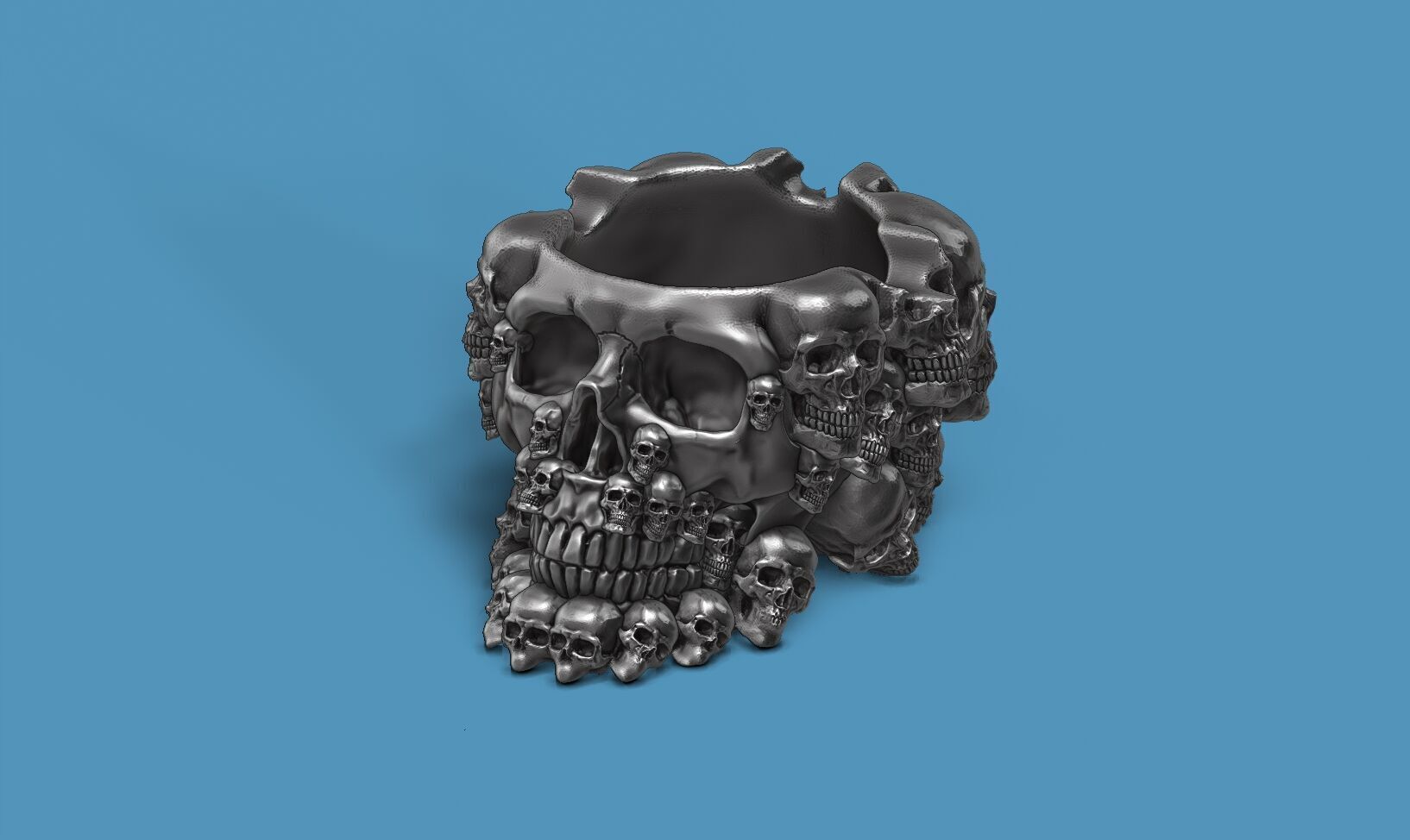 skull ashtray biomechanical skull ashtray robot ashtray  3D print model_10