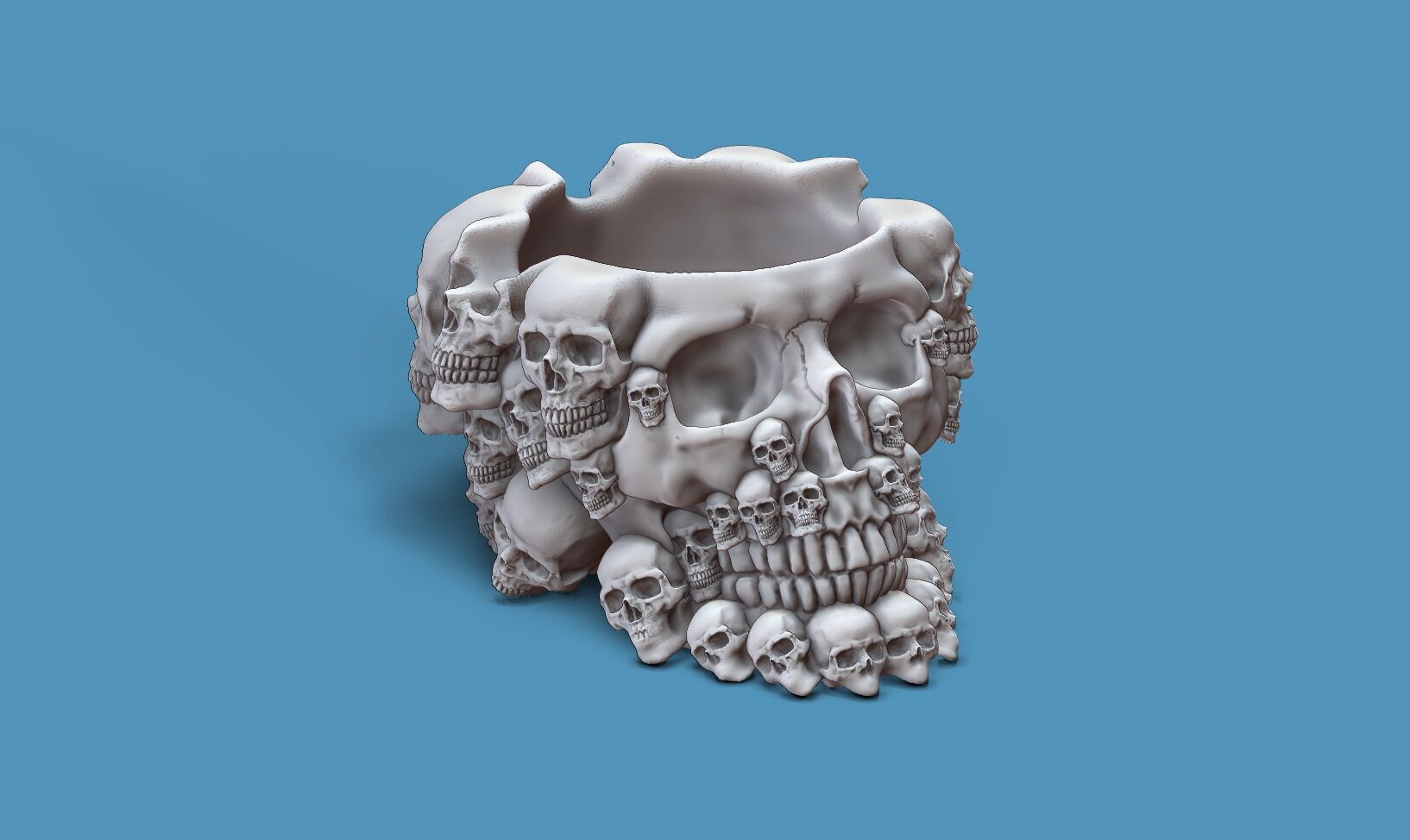skull ashtray biomechanical skull ashtray robot ashtray  3D print model_11
