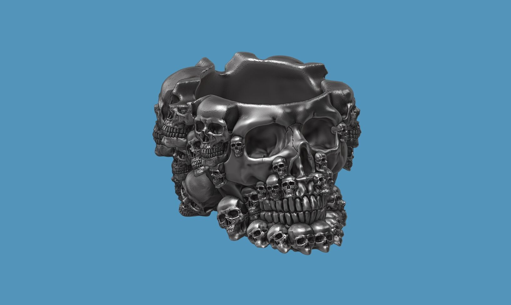 skull ashtray biomechanical skull ashtray robot ashtray  3D print model_5