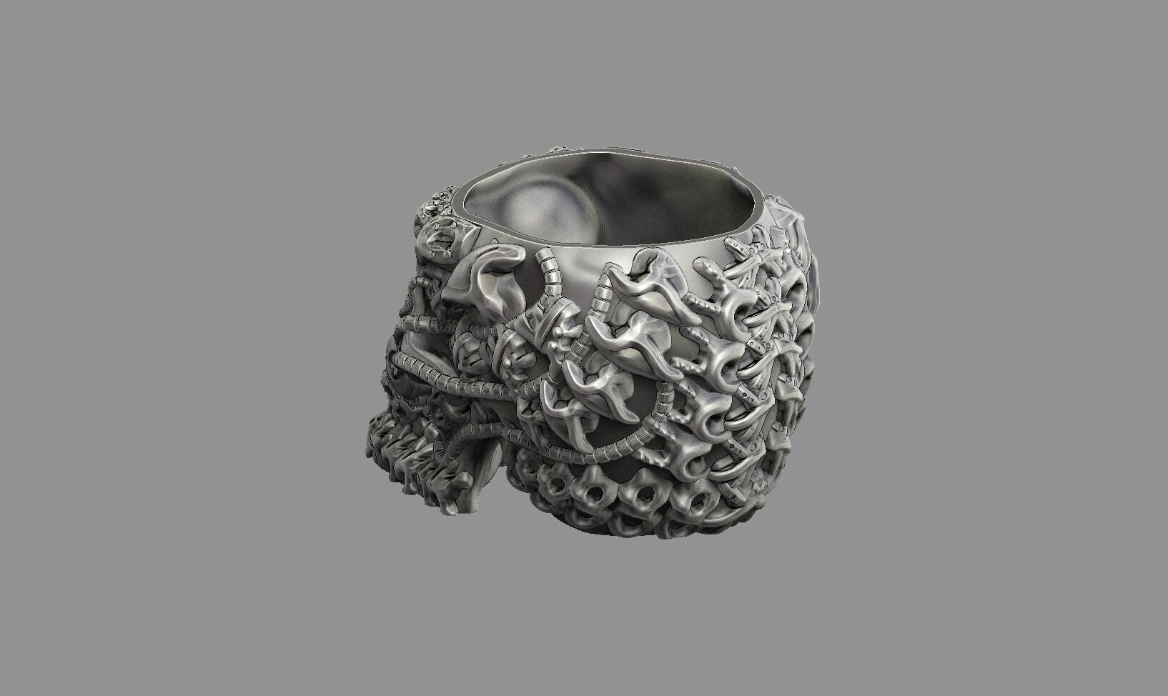 robot skull pen holder stuff holder  3D print model_5