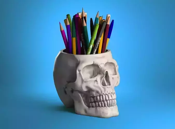 skull pen holder stuff holder 