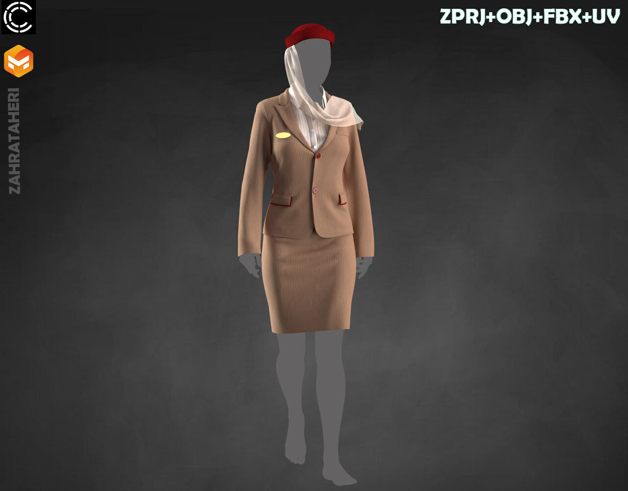 4 AIRLINE HOSTESS UNIFORM 3D model_22