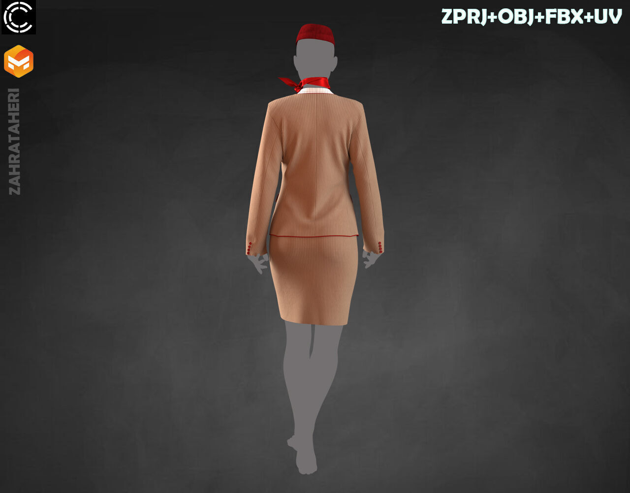 4 AIRLINE HOSTESS UNIFORM 3D model_18