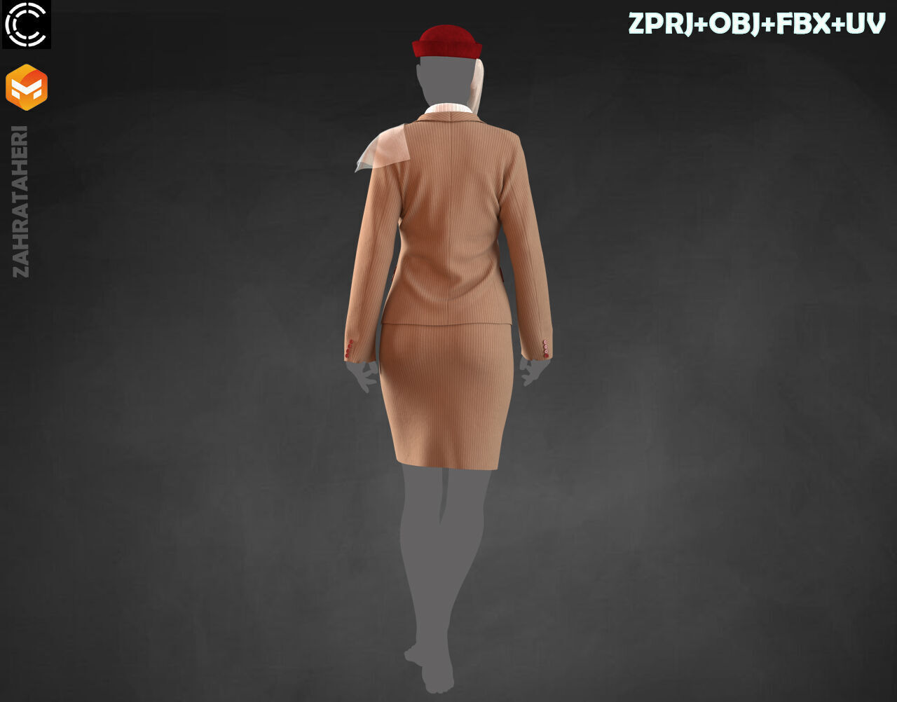 4 AIRLINE HOSTESS UNIFORM 3D model_32