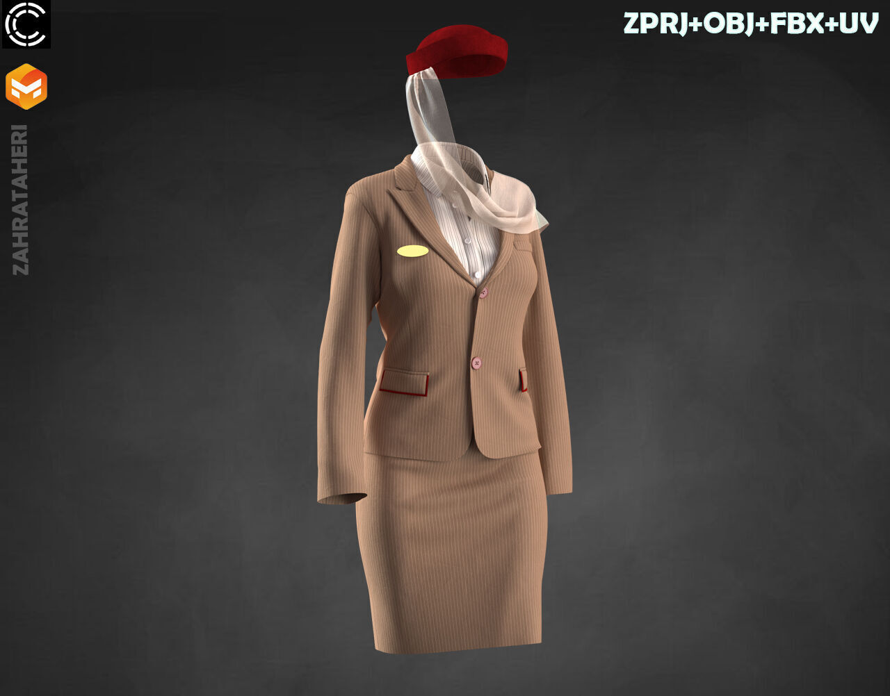 4 AIRLINE HOSTESS UNIFORM 3D model_31