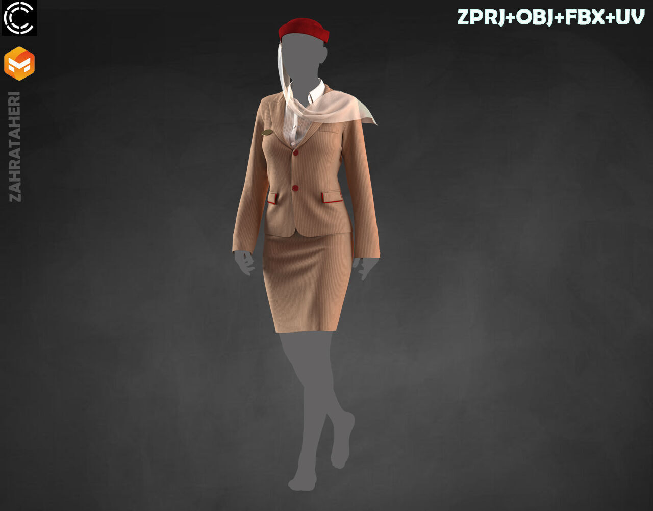 4 AIRLINE HOSTESS UNIFORM 3D model_27