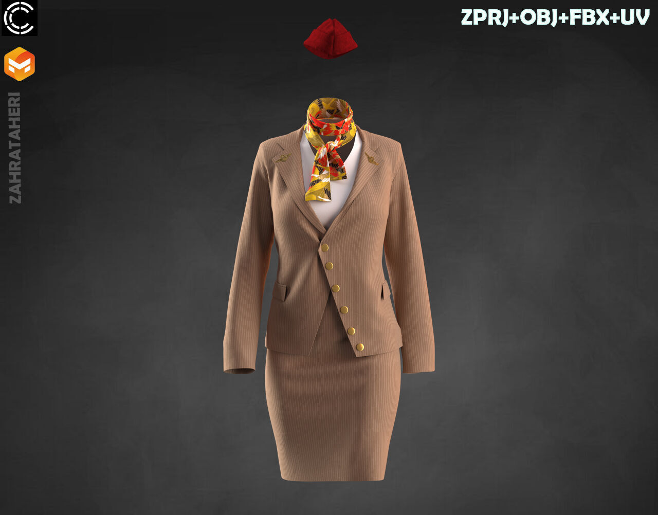 4 AIRLINE HOSTESS UNIFORM 3D model_20