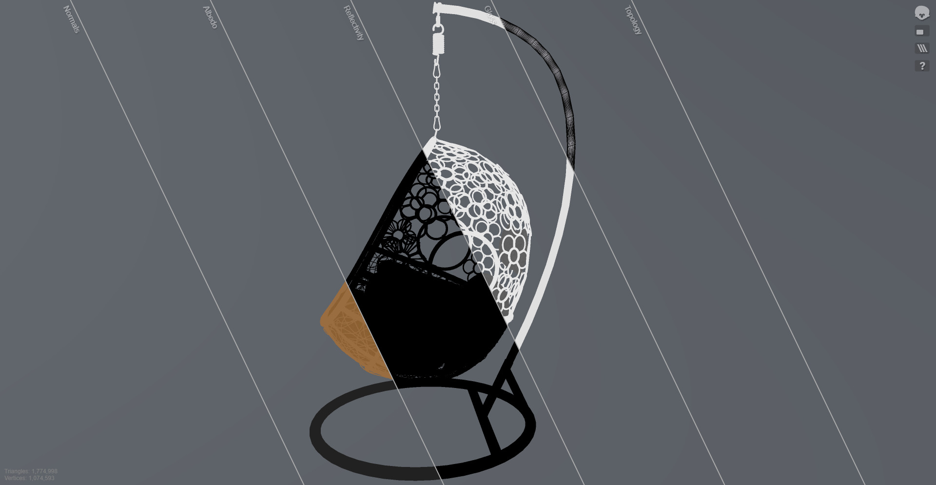 Swing Chair Low-poly 3D model_3
