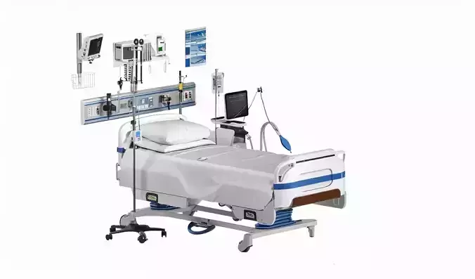 Modern Hospital Bed 3D Model with 4K Textures