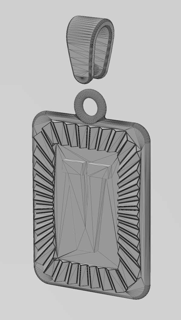 V letter initial NBA font faceted sunrays pendant charm 3D print model_13