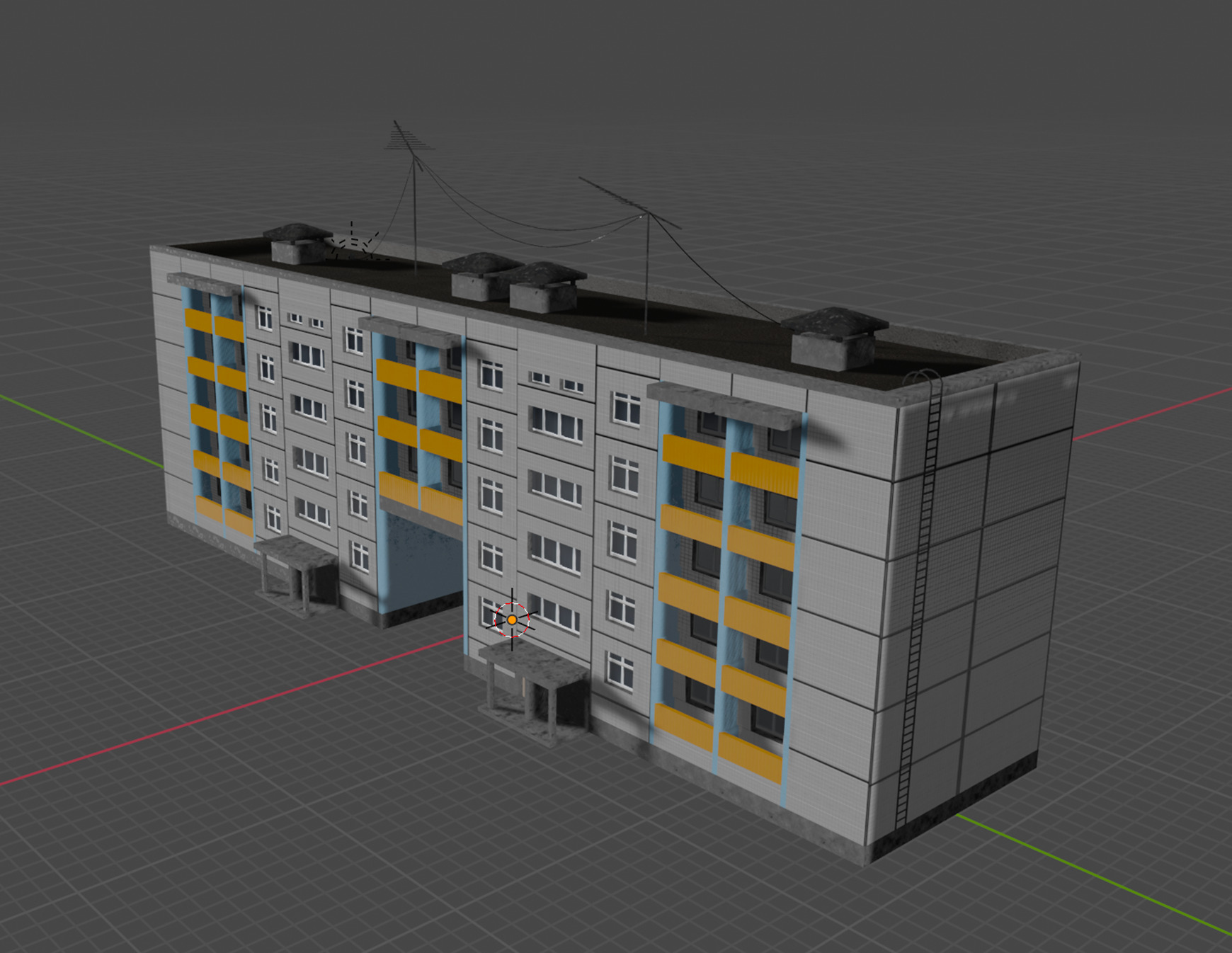 Soviet Panel Building Low-poly 3D model_6