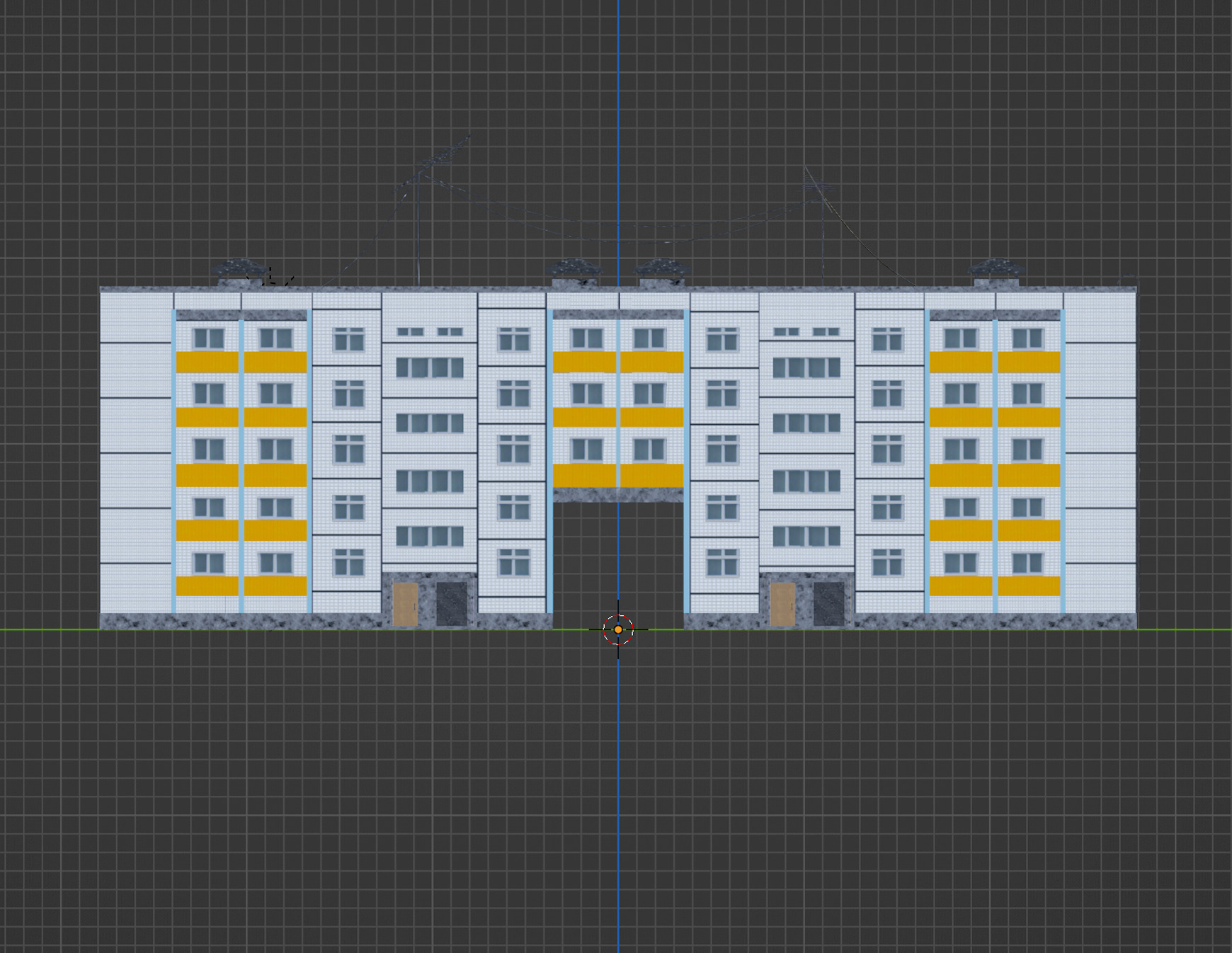 Soviet Panel Building Low-poly 3D model_3