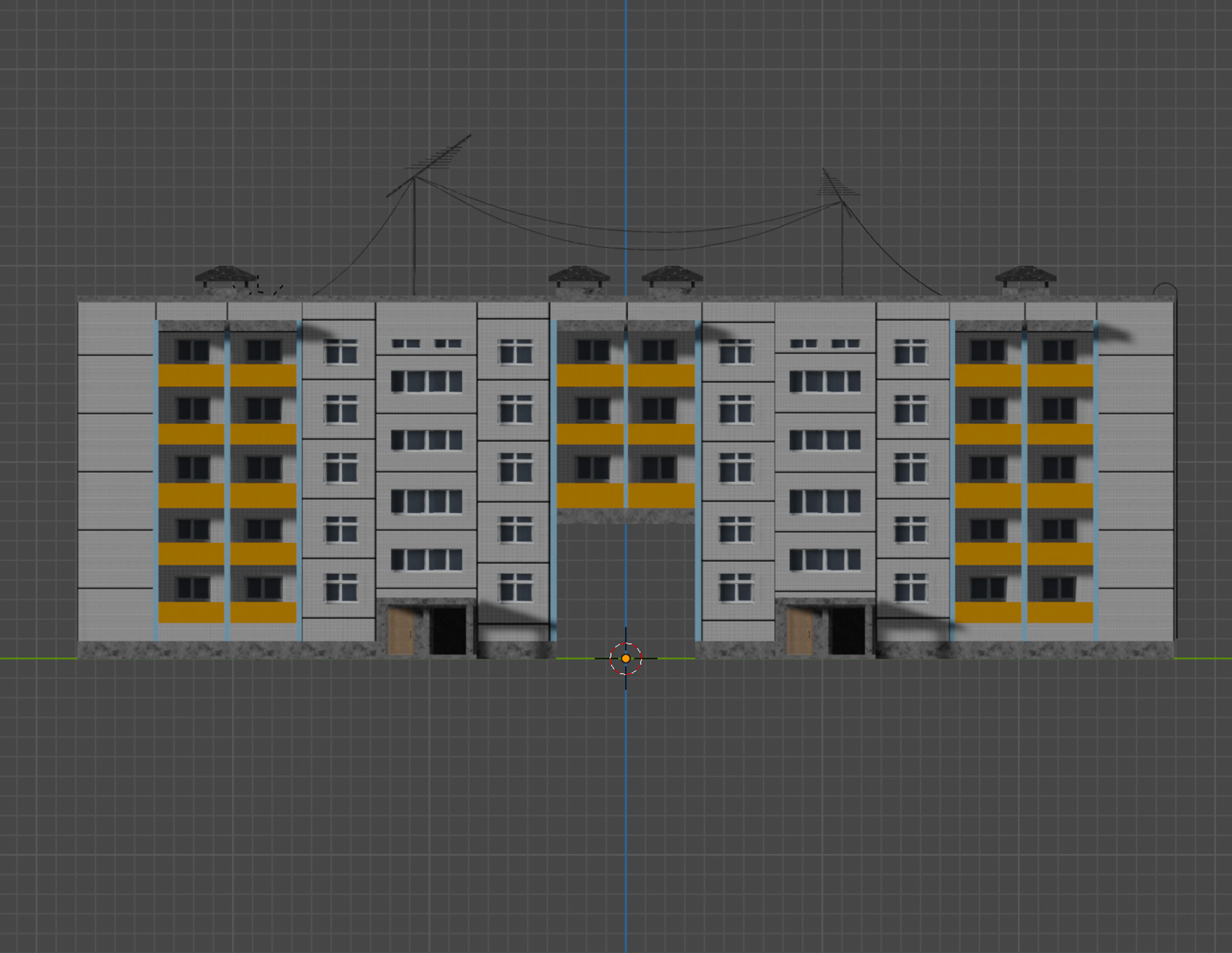 Soviet Panel Building Low-poly 3D model_7