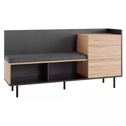 Dresser with bench on the left Look