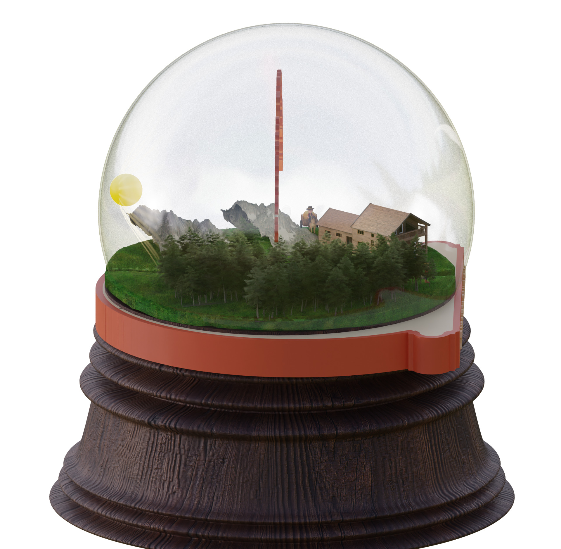 Glass Globe Decoration of Mountain Scenery Low-poly 3D model_5