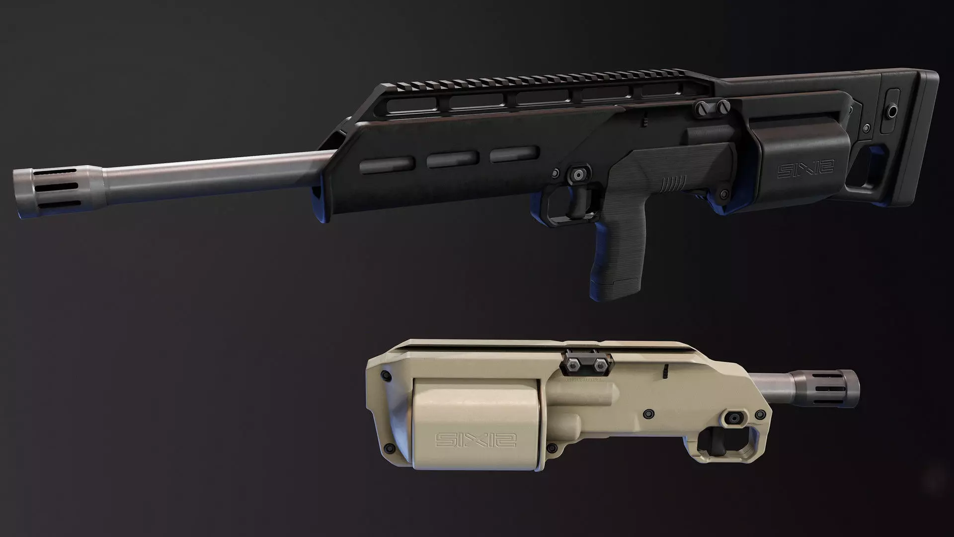 six12 shotgun Low-poly 3D model
