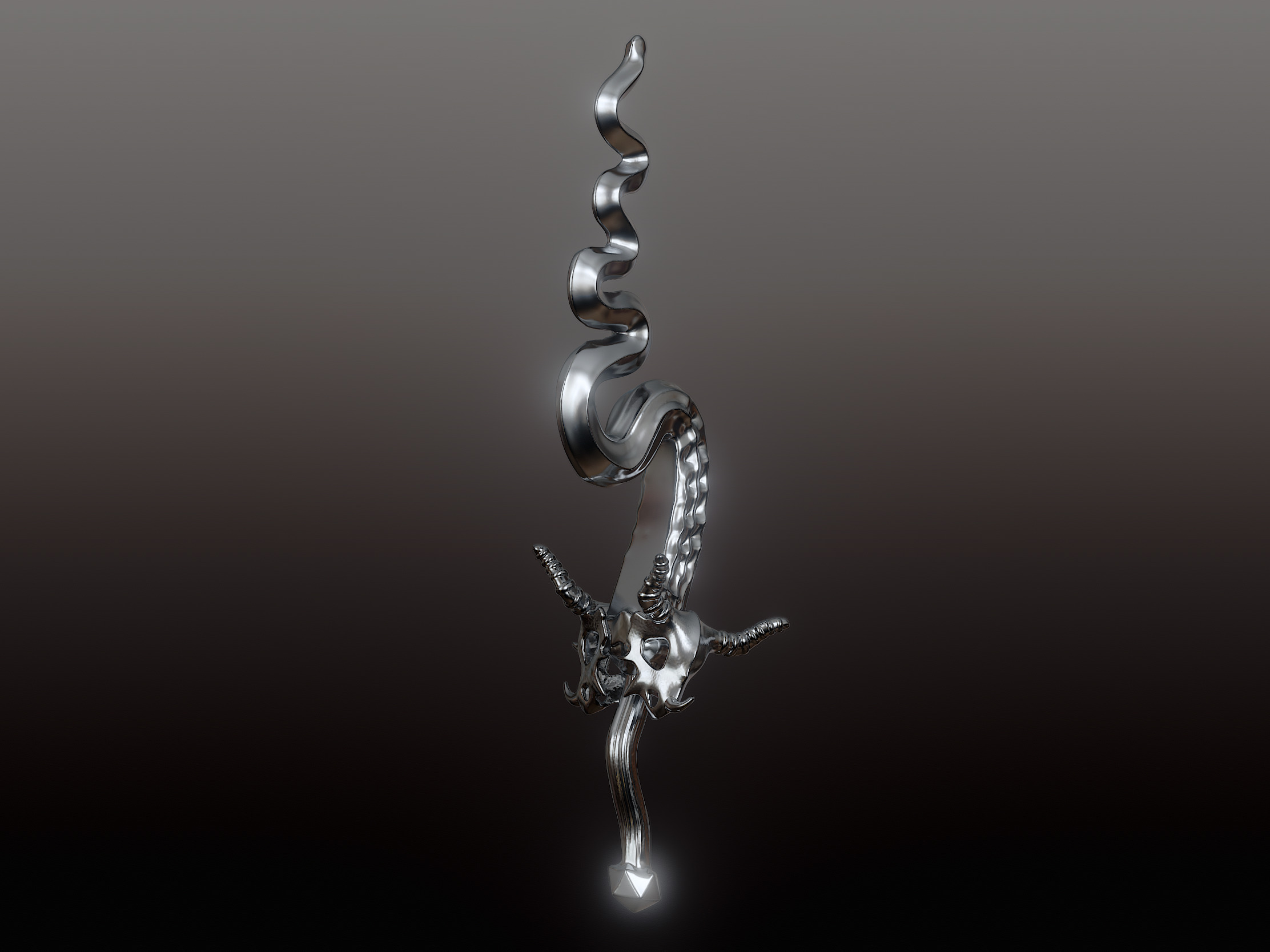 Goat skull Weapon high poly  3D print model_1