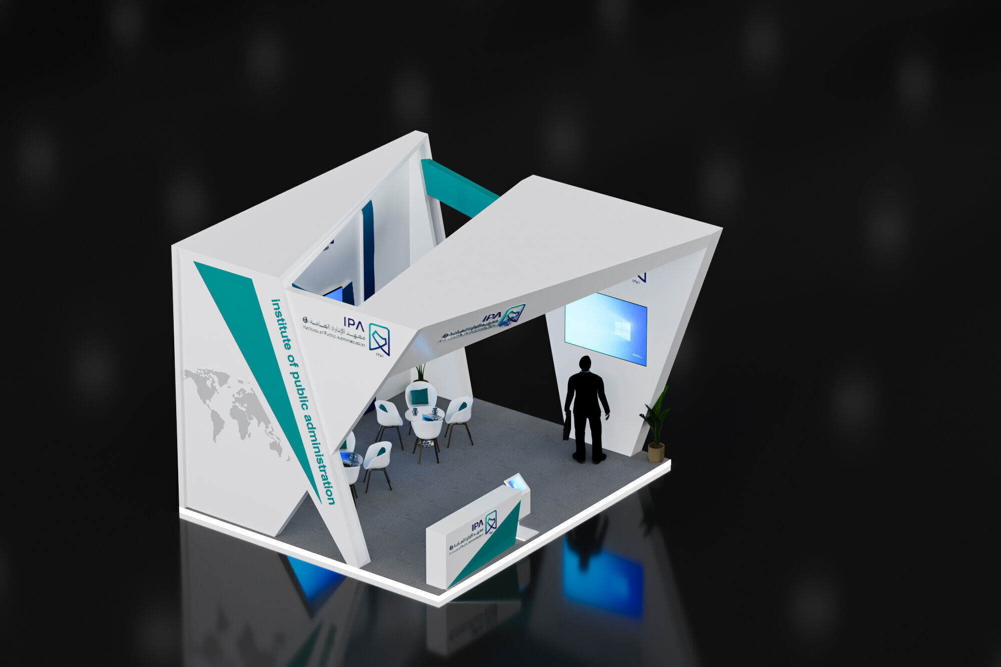 booth 6x5 3 side open  3D model_2