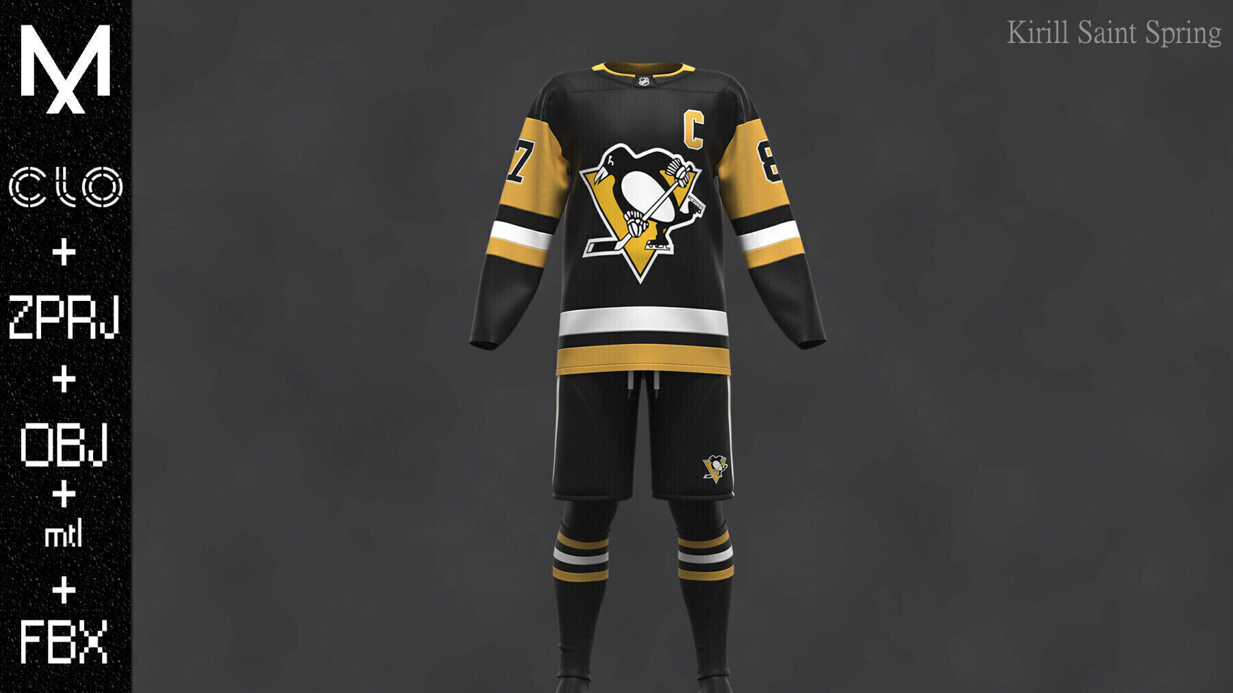 Pittsburgh Outfit Marvelous designer Clo3d OBJ mtl FBX ZPRJ 3D model_6