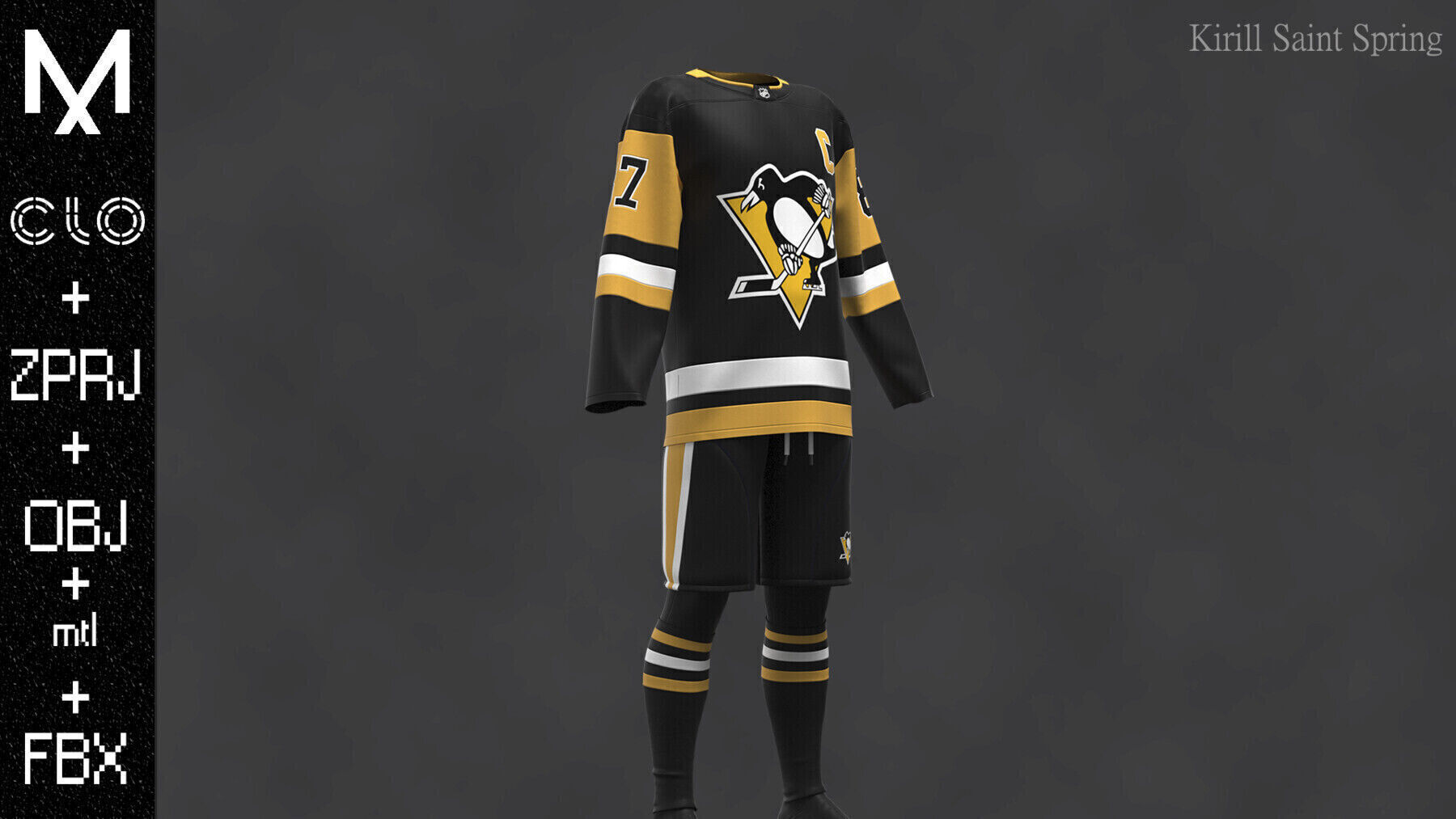 Pittsburgh Outfit Marvelous designer Clo3d OBJ mtl FBX ZPRJ 3D model_4