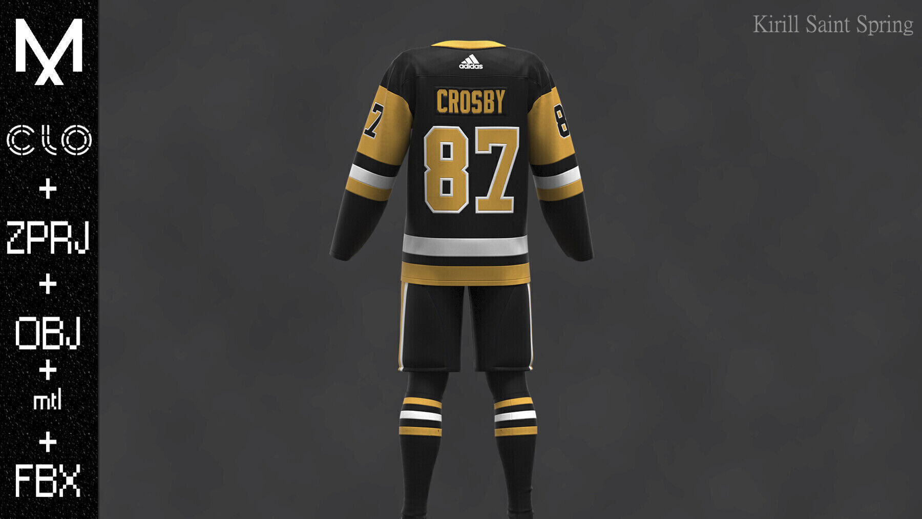 Pittsburgh Outfit Marvelous designer Clo3d OBJ mtl FBX ZPRJ 3D model_2