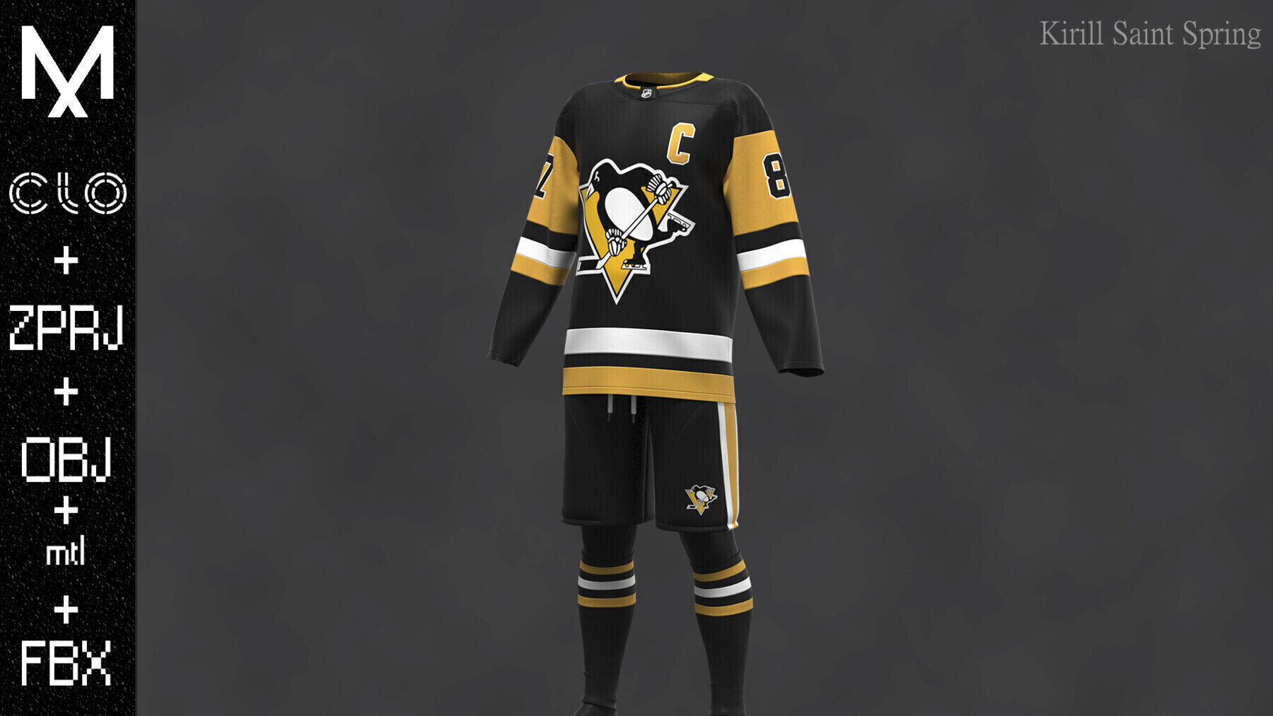 Pittsburgh Outfit Marvelous designer Clo3d OBJ mtl FBX ZPRJ 3D model_5