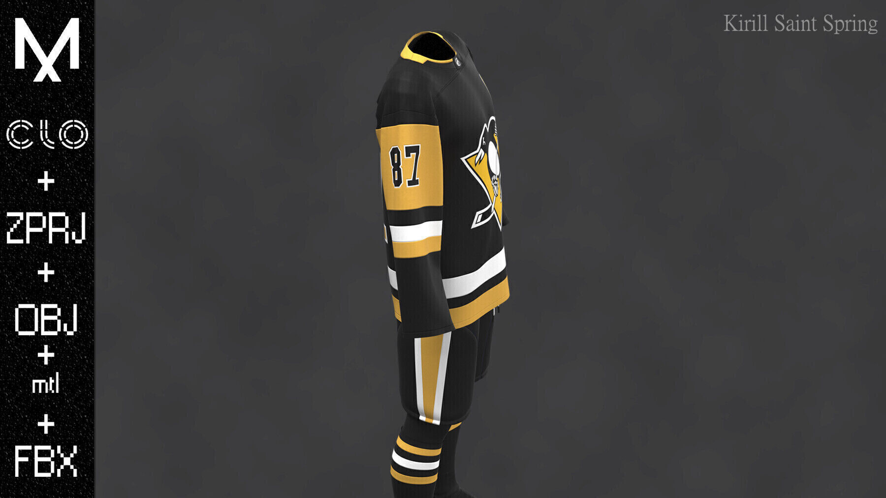 Pittsburgh Outfit Marvelous designer Clo3d OBJ mtl FBX ZPRJ 3D model_1