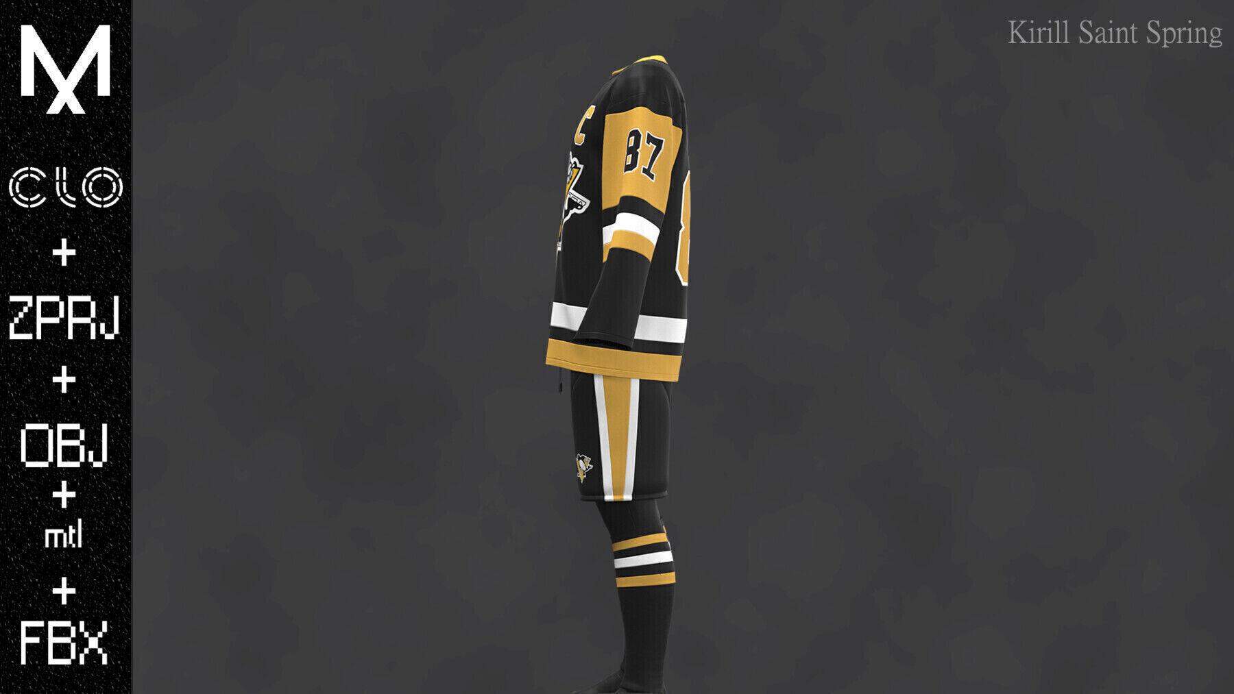 Pittsburgh Outfit Marvelous designer Clo3d OBJ mtl FBX ZPRJ 3D model_3