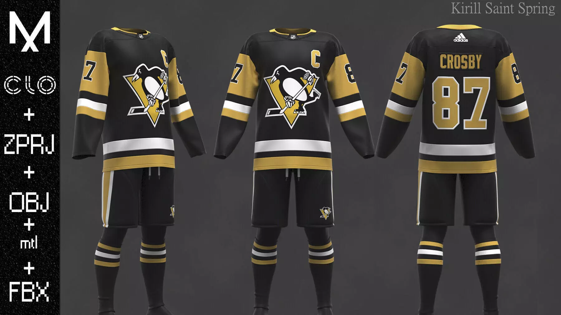 Pittsburgh Outfit Marvelous designer Clo3d OBJ mtl FBX ZPRJ 3D model_0