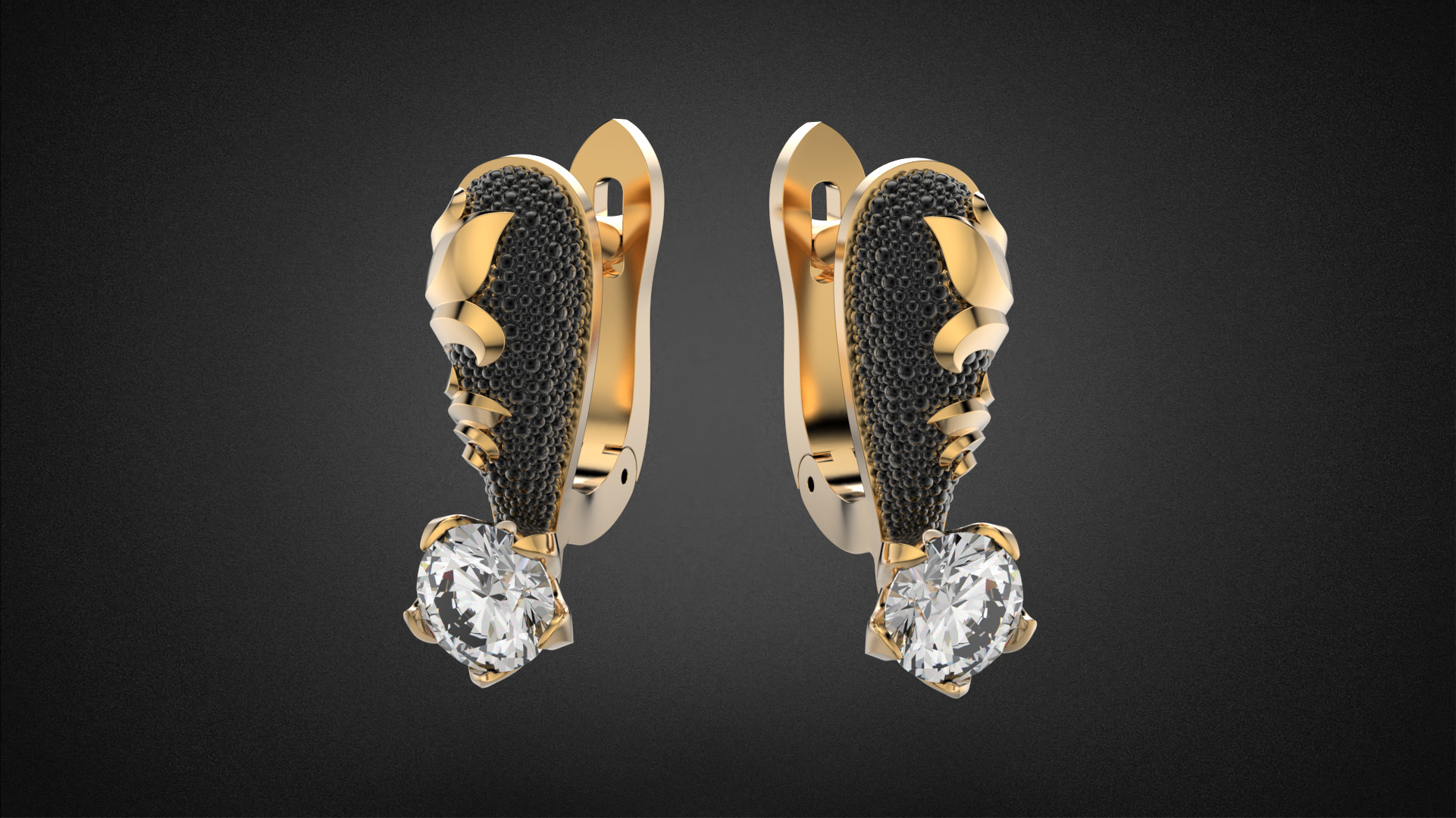 Diamond golden ratio Jewelry earring E34 3D print model_5