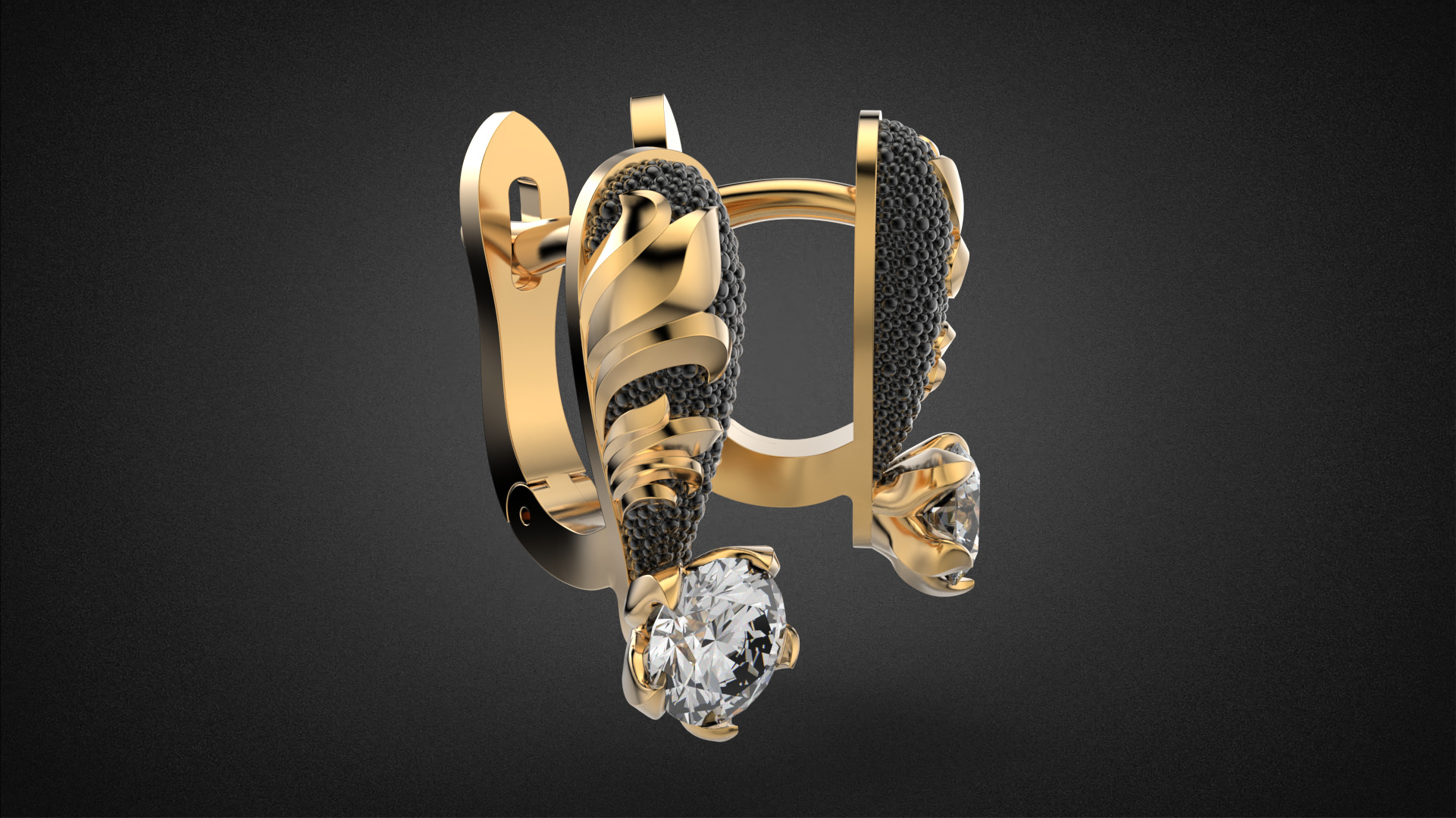 Diamond golden ratio Jewelry earring E34 3D print model_11