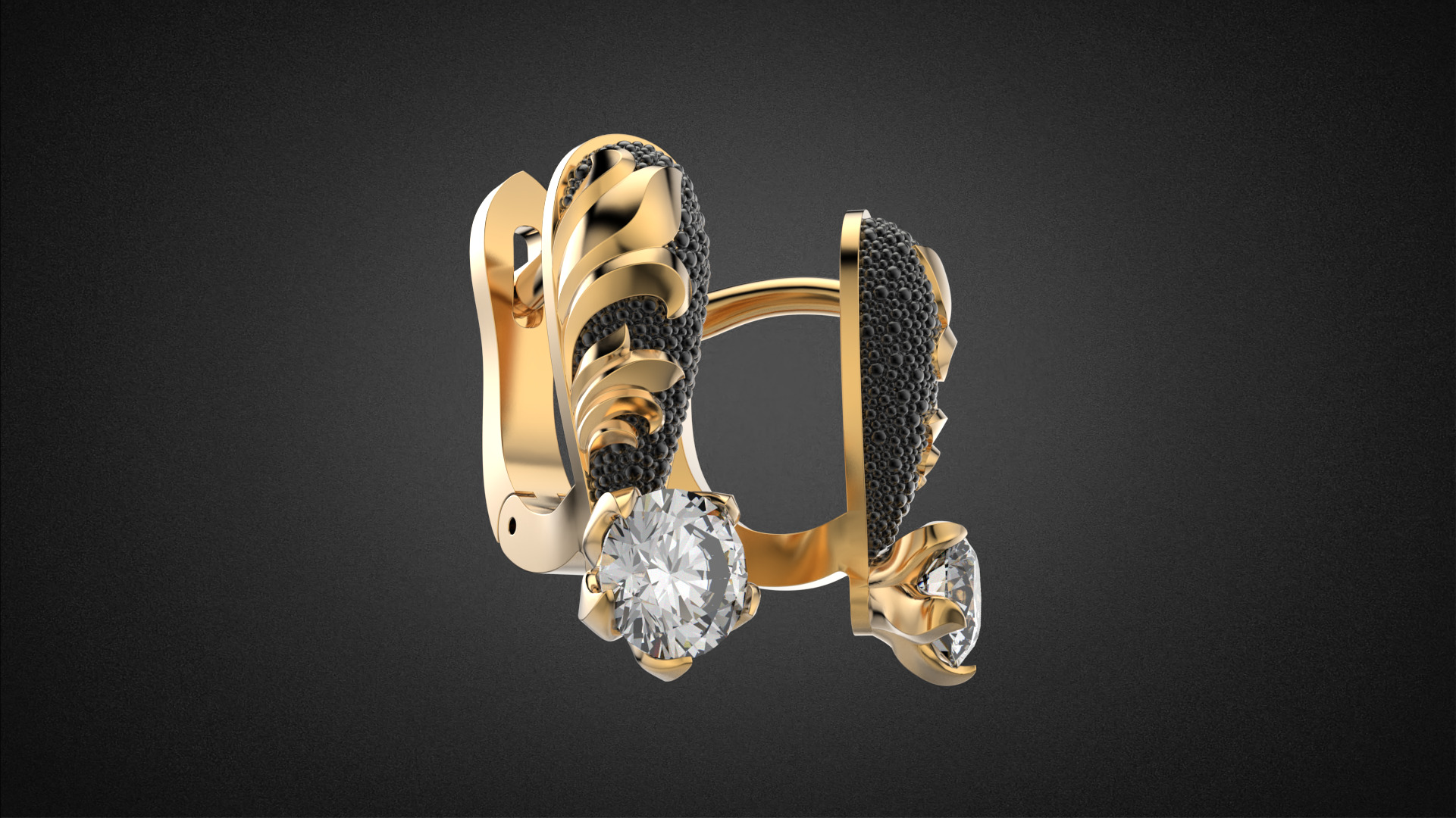 Diamond golden ratio Jewelry earring E34 3D print model_12