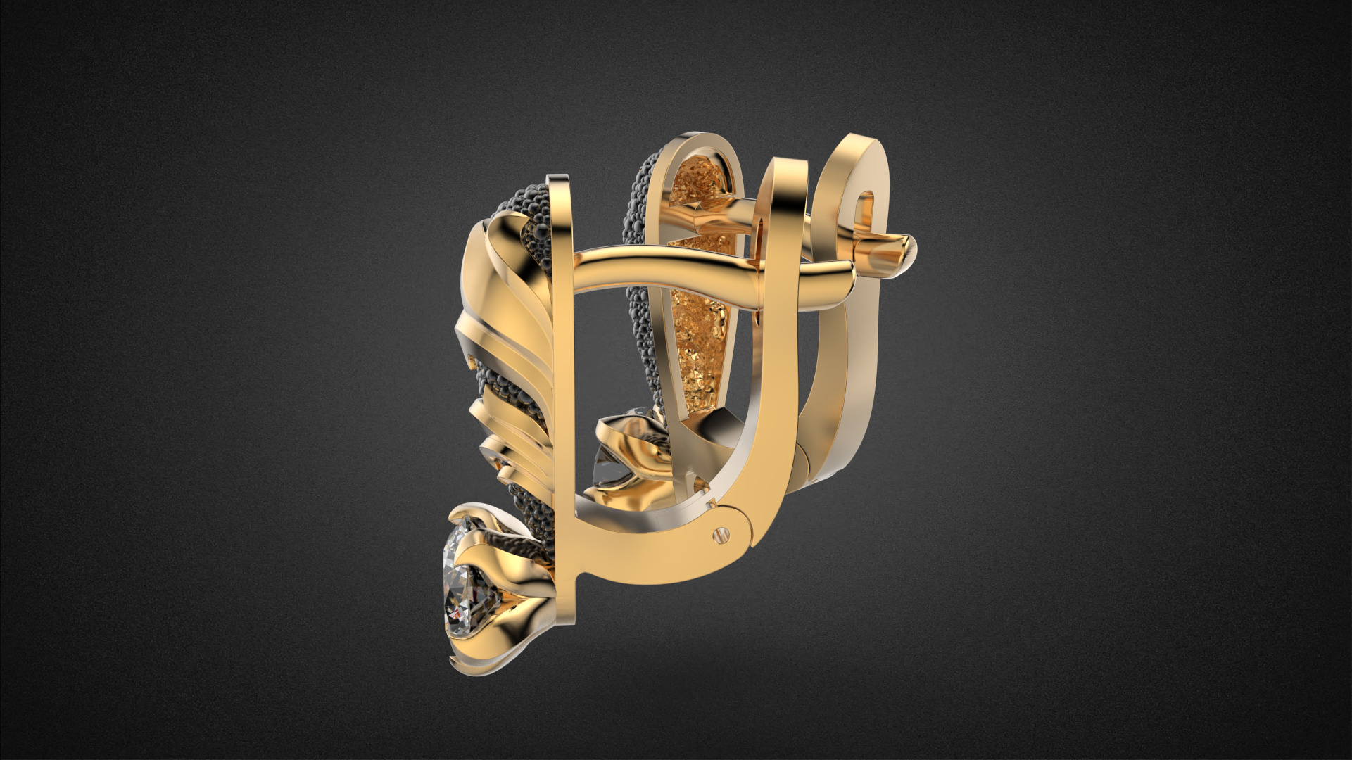Diamond golden ratio Jewelry earring E34 3D print model_7
