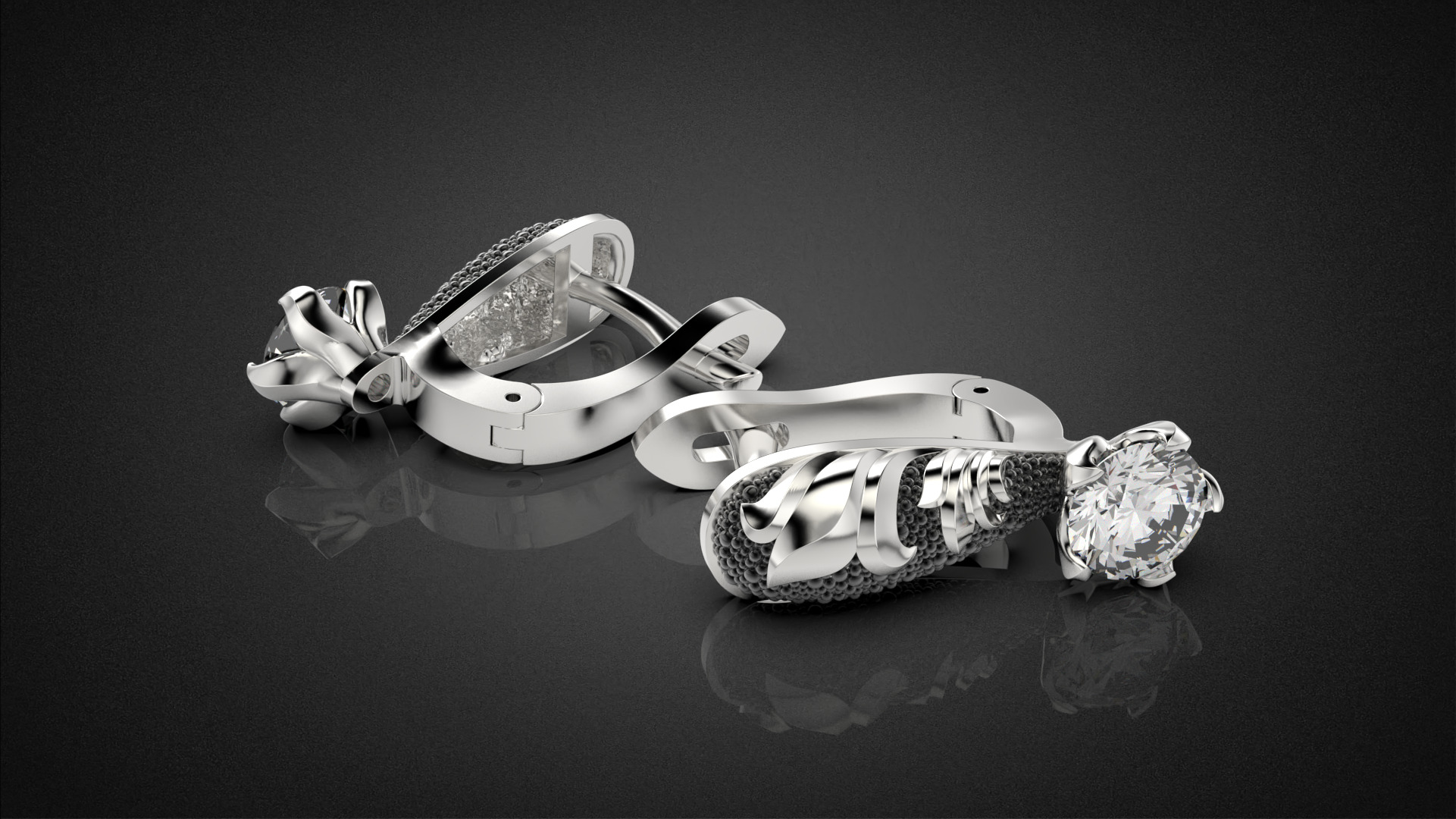 Diamond golden ratio Jewelry earring E34 3D print model_13